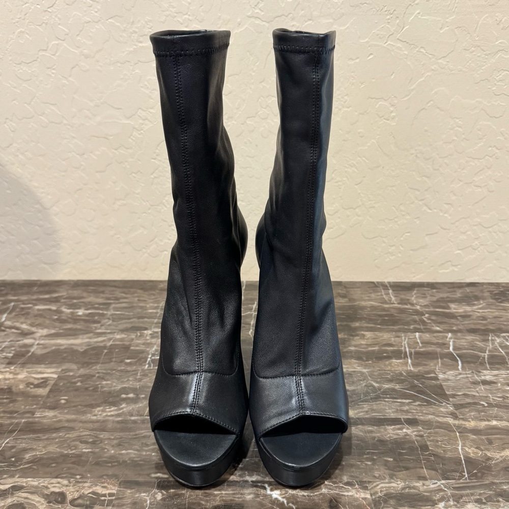 NEW VC John Camuto Leather Peep Toe Sock Boots - Picture 6 of 14